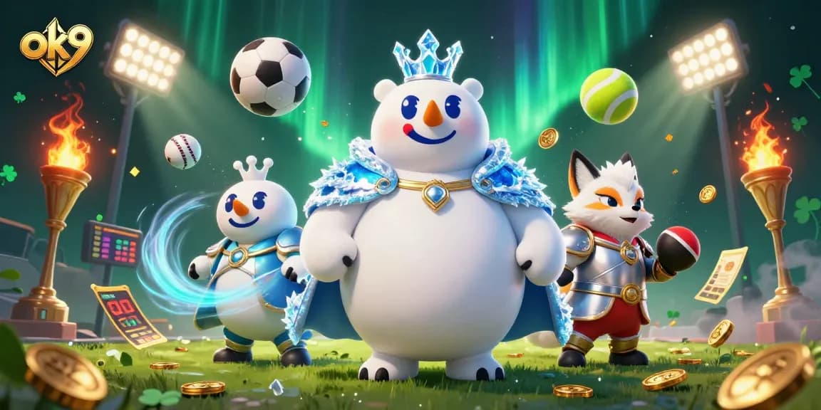 Engage with the exciting world of ok9 betting as the ice king and snow fox celebrate top sports trophies amidst swirling action.
