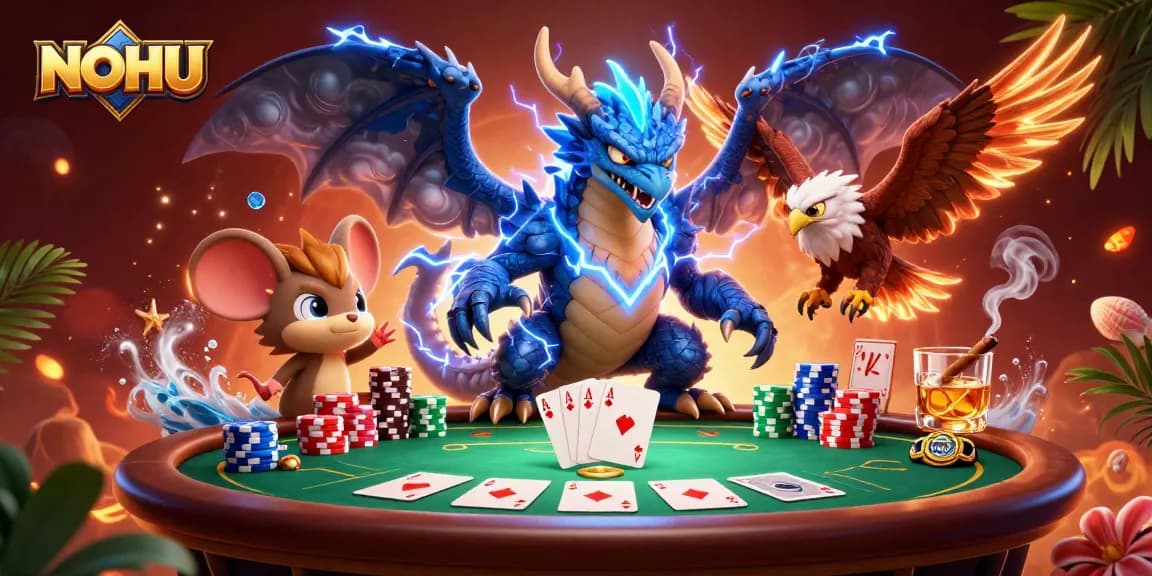 Experience thrilling poker action at NOHU with vibrant characters and rich casino elements.