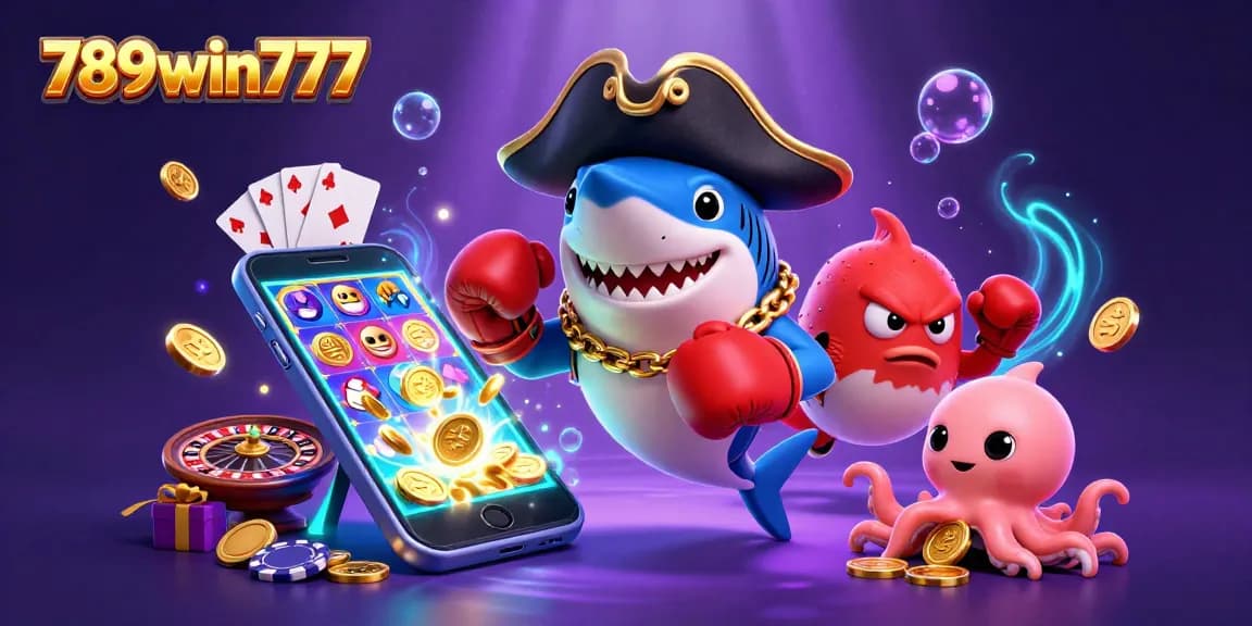 Experience the thrill of 789win777 with vibrant characters and exciting casino elements in a colorful 3D scene.