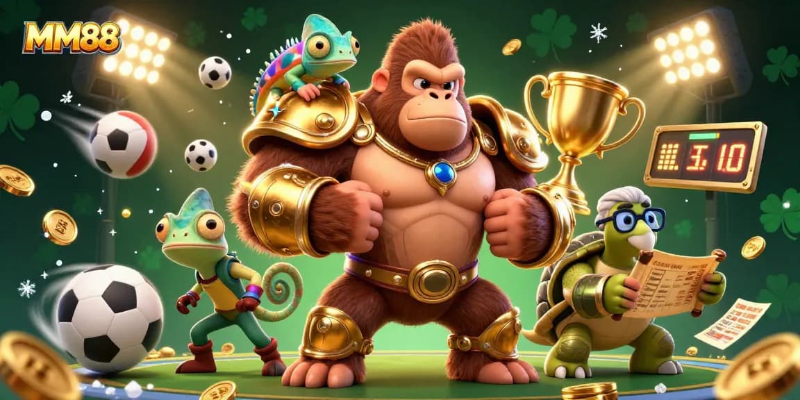 Engage with MM88 action through an exciting 3D casino scene featuring vibrant characters and dynamic game elements.