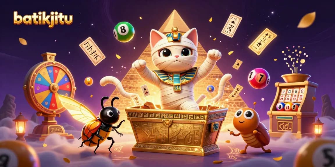Gambarkan aksi seru di batikjitu dengan kucing mummy dan scarab di kasino piramida.