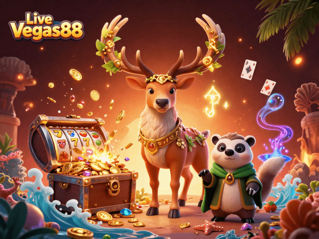 Experience winning thrills with Live Vegas88's vibrant casino scene packed with slot games and magic.