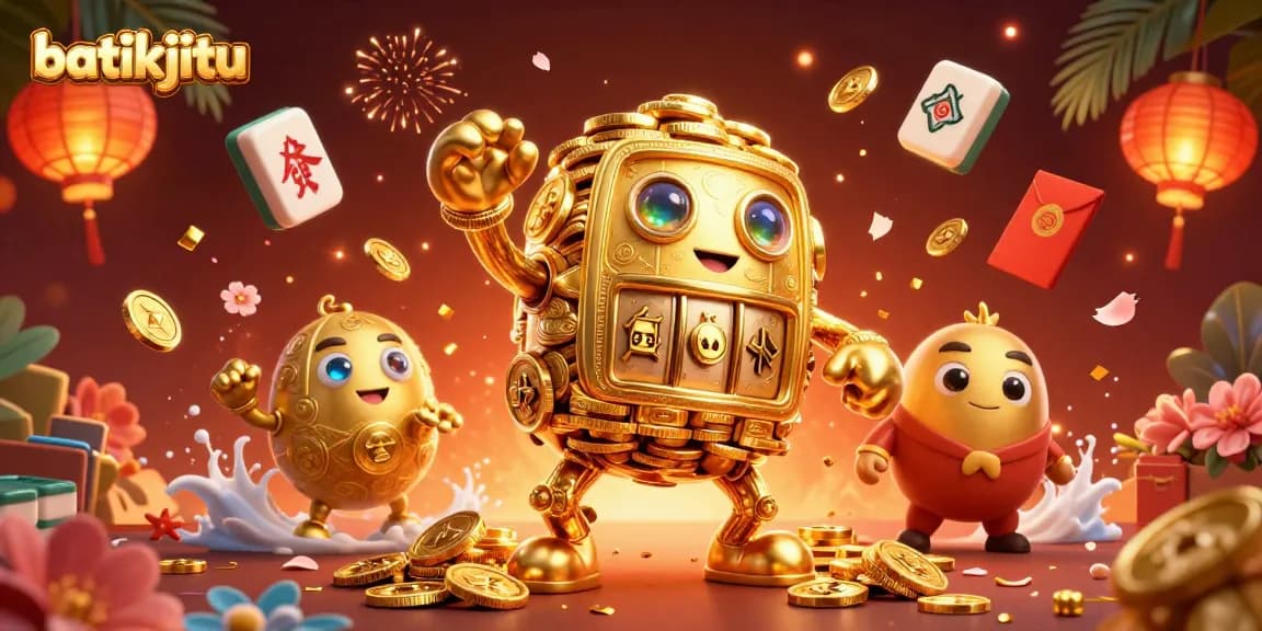 Rasakan keasyikan bermain di batikjitu dengan golem emas dan simbol mesin slot mengelilinginya.
