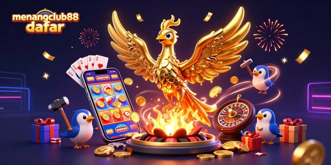 Engage with menangclub88 daftar by enjoying thrilling slot games amidst a vibrant 3D scene.