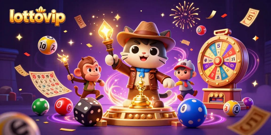 lottovip mengeksplorasi artefak kasino emas di kuil, dikelilingi bola lotere berwarna-warni.
