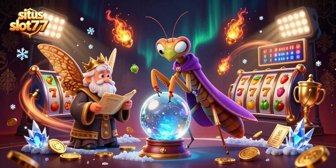 Situs slot777 showcases thrilling slot games with vibrant visuals and captivating illustrations of winning symbols.