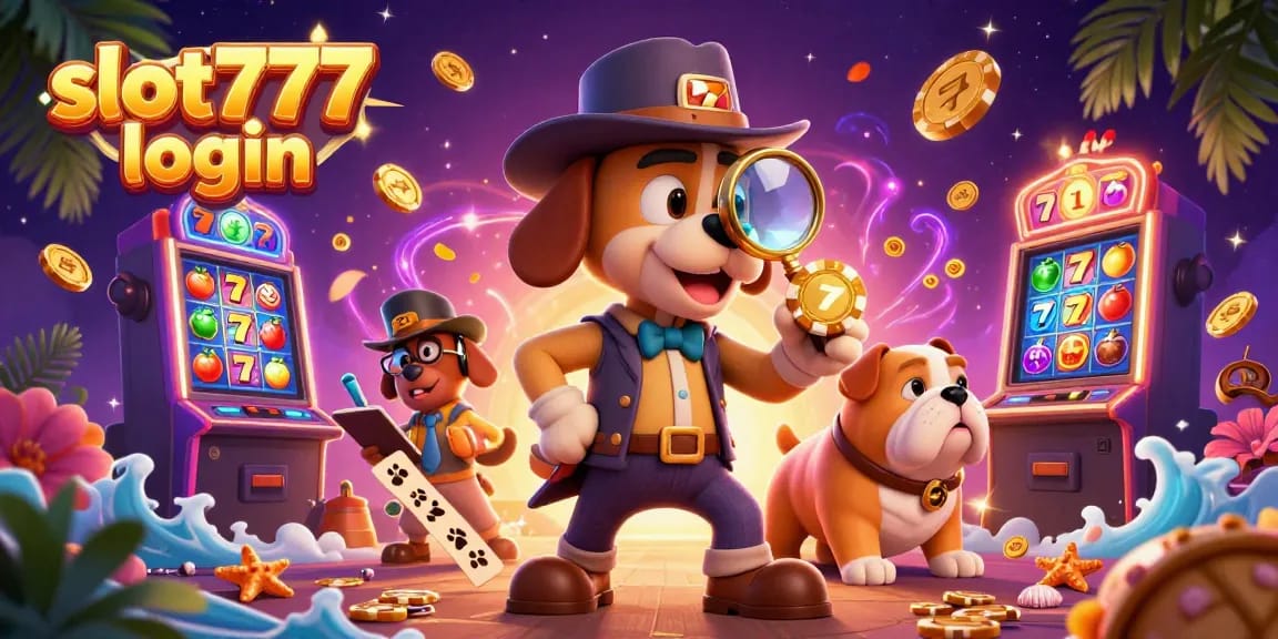 Engage with slot777 login and uncover treasure with our detective duo amidst vibrant slot machines.