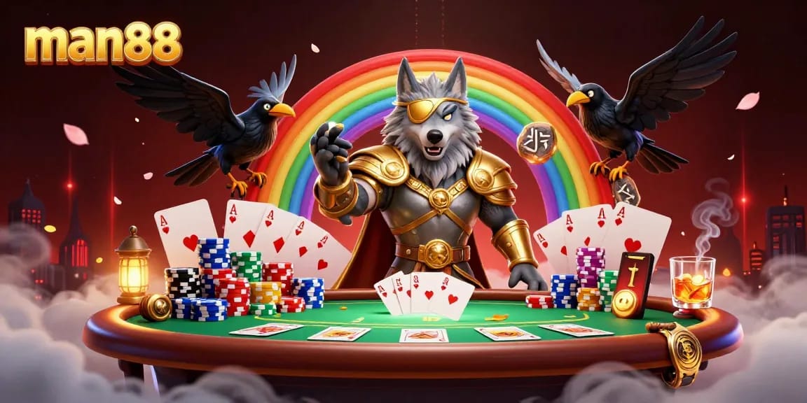 Experience thrilling gameplay with man88 in a vibrant casino-themed 3D scene filled with rich detail.