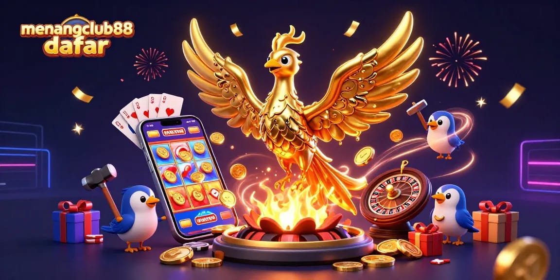Engage with menangclub88 daftar by enjoying thrilling slot games amidst a vibrant 3D scene.