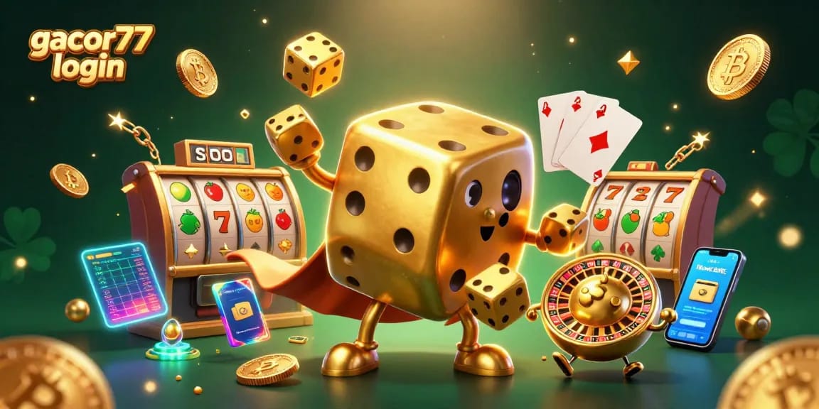 Permainan gacor77 login dengan dadu emas dan simbol jackpot, pengalaman kasino yang mendebarkan.