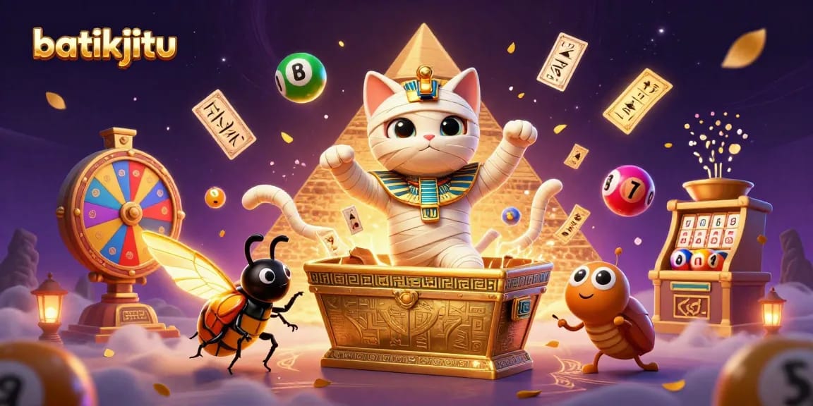Gambarkan aksi seru di batikjitu dengan kucing mummy dan scarab di kasino piramida.