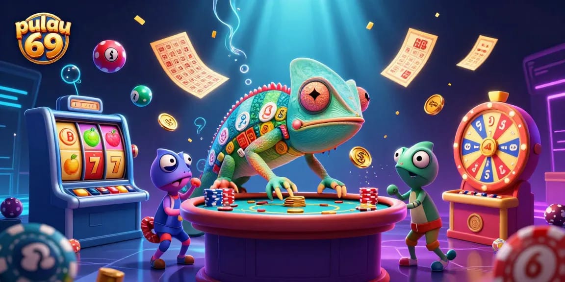 Join the excitement of pulau 69 with a vibrant scene showcasing dynamic casino gaming elements.