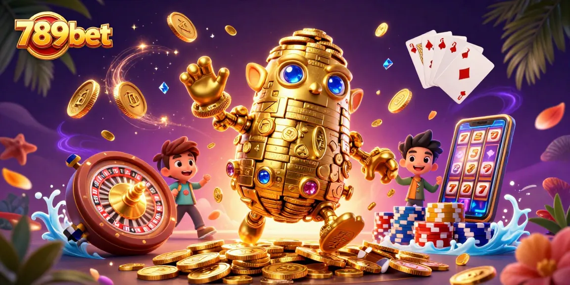 Experience casino thrills at 789bet with animated golden golem and vibrant gaming elements.