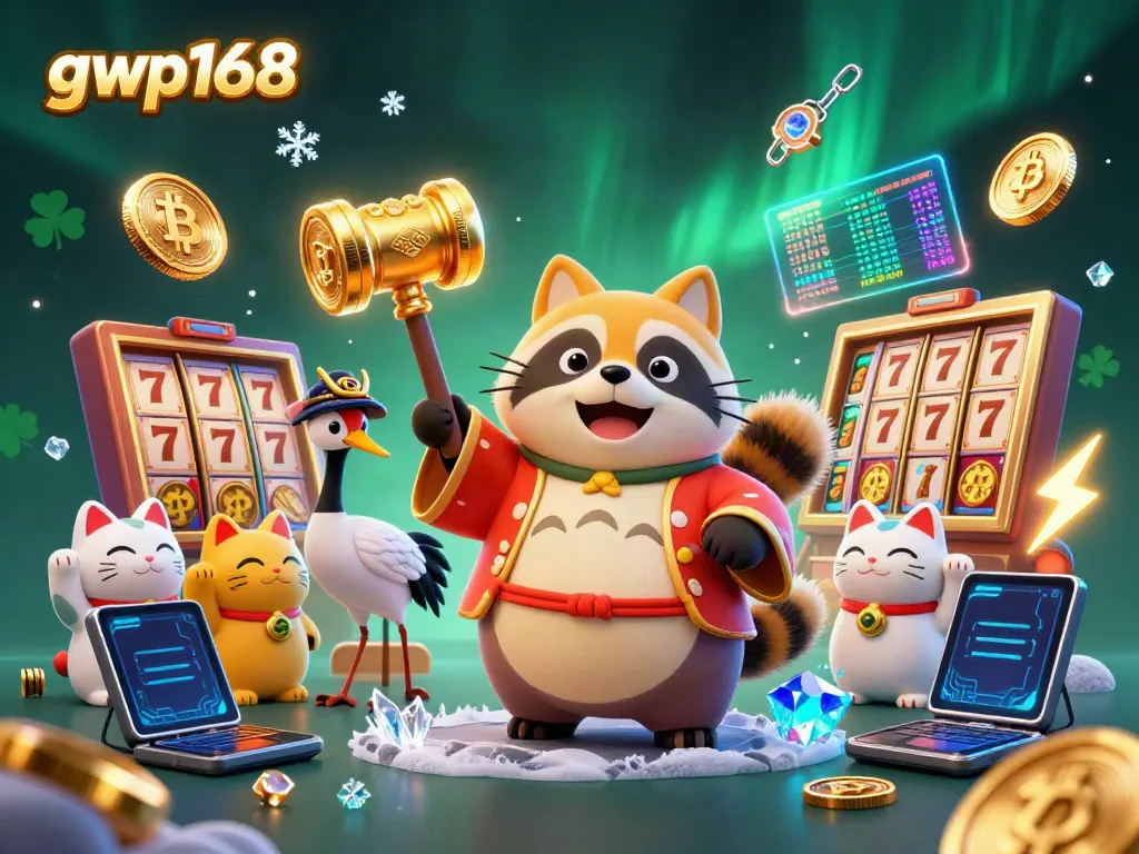 Permainan slot menyenangkan di bawah sosok gwp168 dengan maskot bertema Jepang dan nuansa ceria.