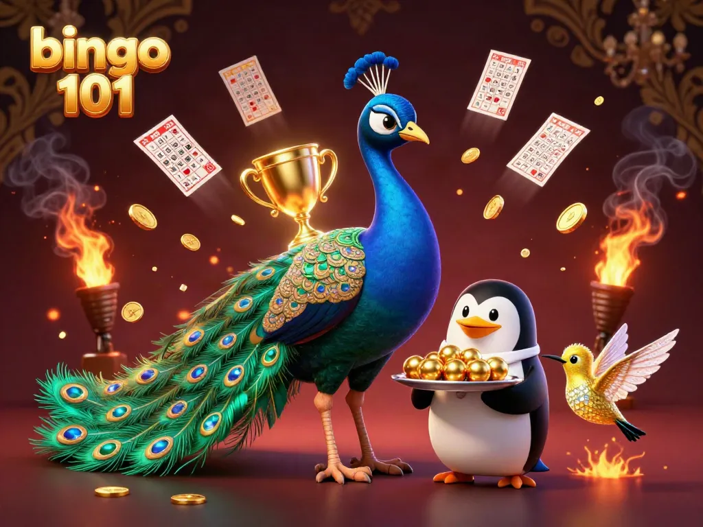 Engage in bingo 101 excitement with vibrant 3D characters celebrating amidst golden bingo elements.