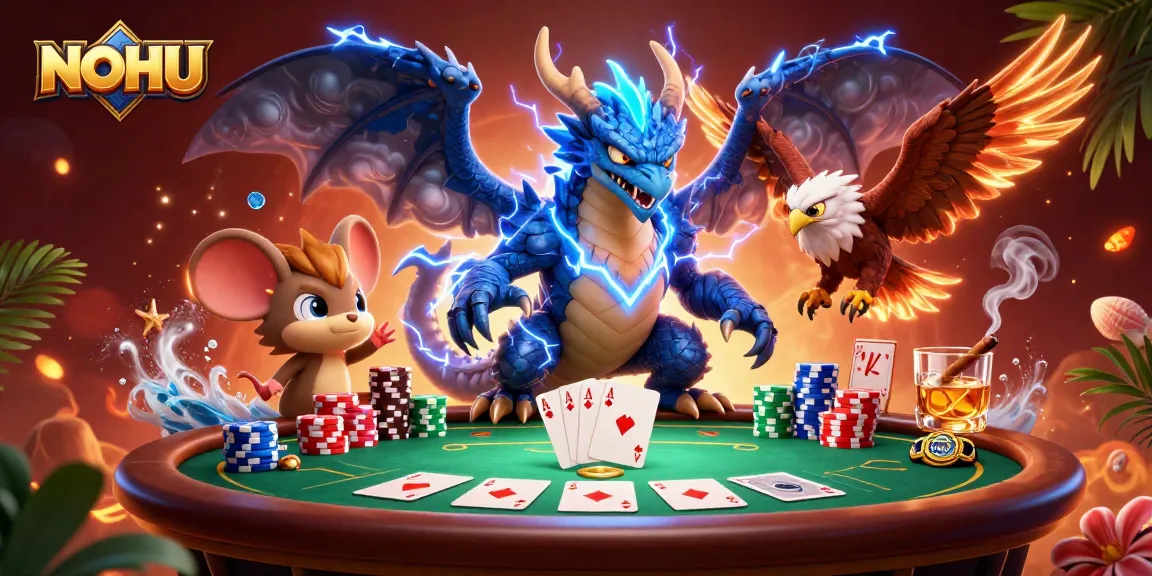 Experience thrilling poker action at NOHU with vibrant characters and rich casino elements.