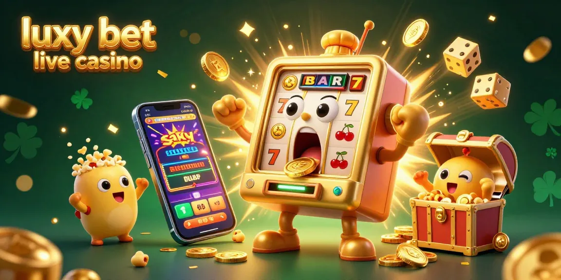 Spin and win in luxy bet live casino with a vibrant 3D slot machine jackpot scene showcasing excitement and energy.