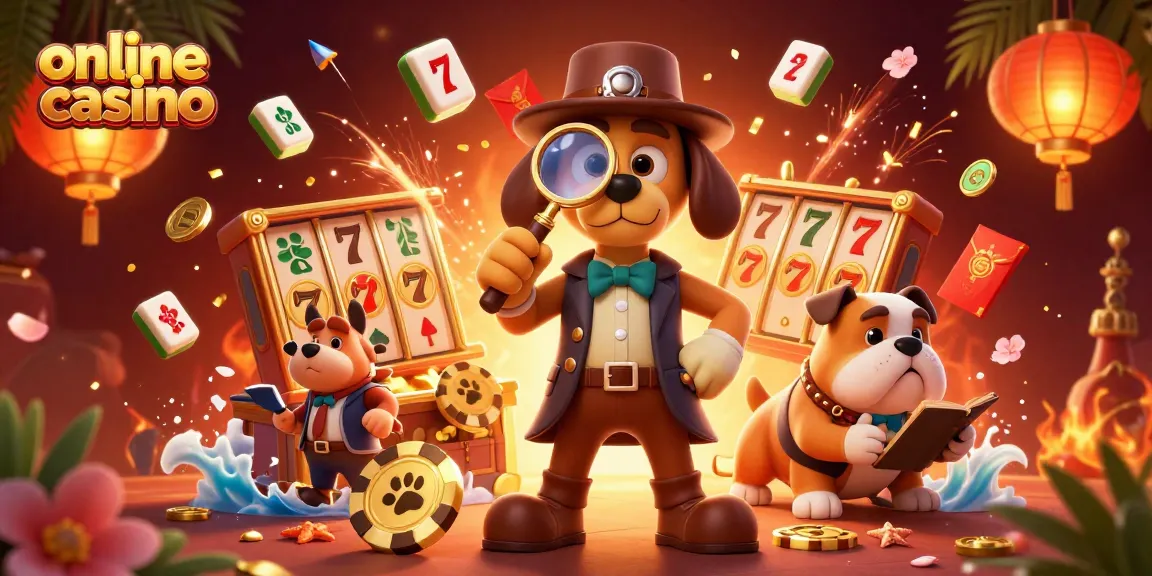Investigate thrilling offers at our online casino with a detective dog duo revealing poker clues.