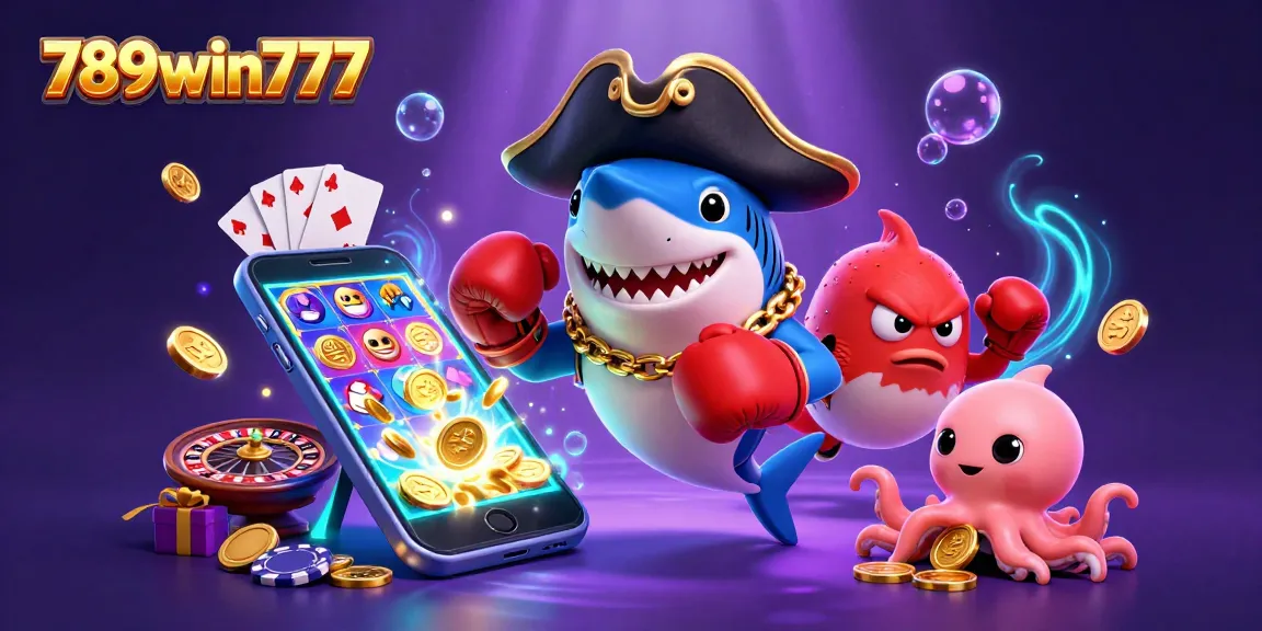 Experience the thrill of 789win777 with vibrant characters and exciting casino elements in a colorful 3D scene.