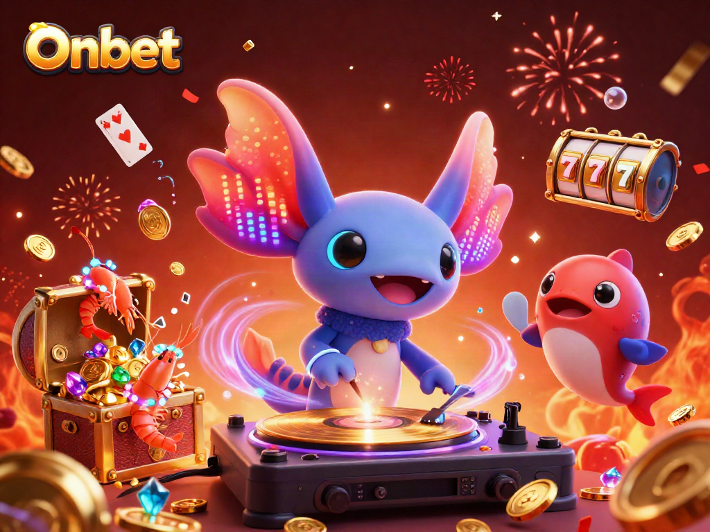 Experience Onbet with an exciting underwater casino party scene, featuring vibrant characters and dynamic gameplay elements.