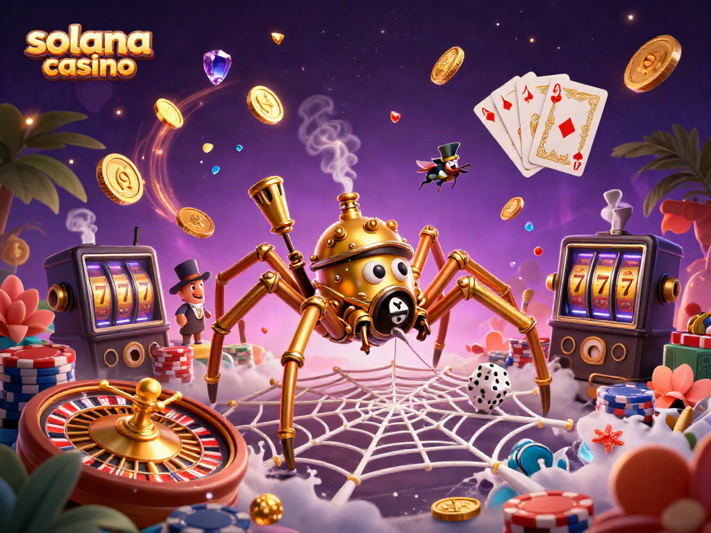 Experience a thrilling solana casino scene with dynamic characters and game elements.