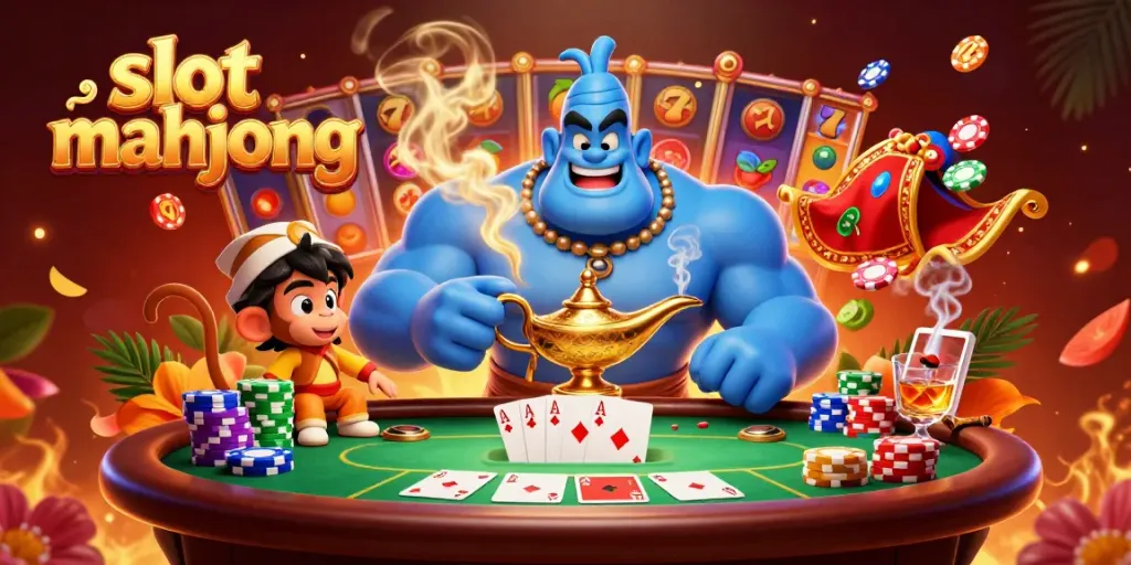 Raih Jackpot dengan slot mahjong yang terinspirasi dari kekuatan karakter kartun di latar belakang kasino.