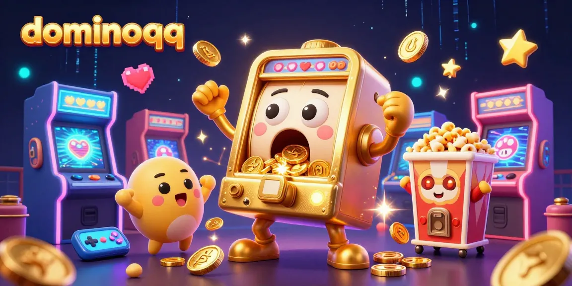 Experience the thrill of dominoqq as the golden slot machine hits a jackpot, with cheering baby slots.