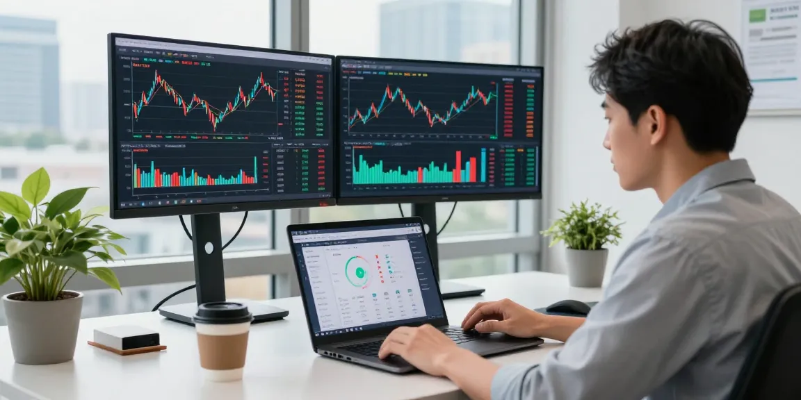 Обзор отзывов bitmex в трейдинговом офисе с мониторами и графиками.