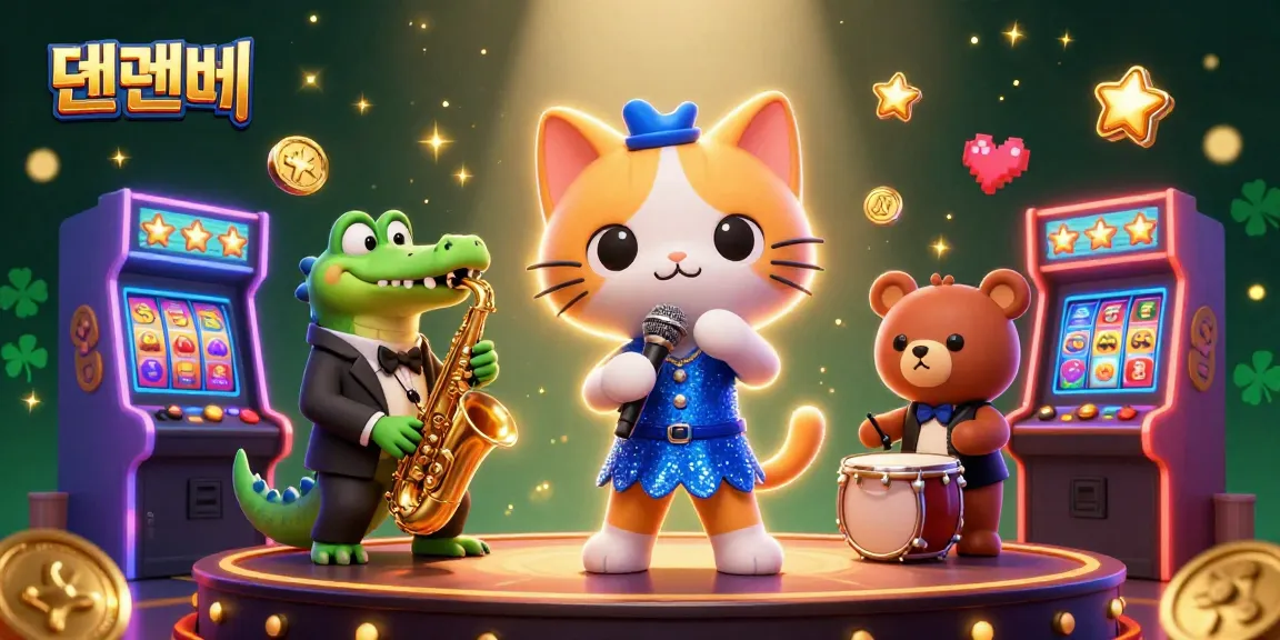 Experience the vibrant casino scene with 텐텐벳 featuring colorful characters and gaming elements.