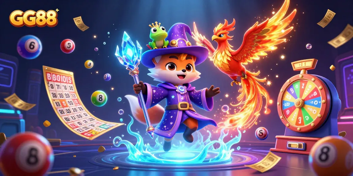 Experience thrilling gaming adventures at GG88 with magical illustrations of lottery excitement.