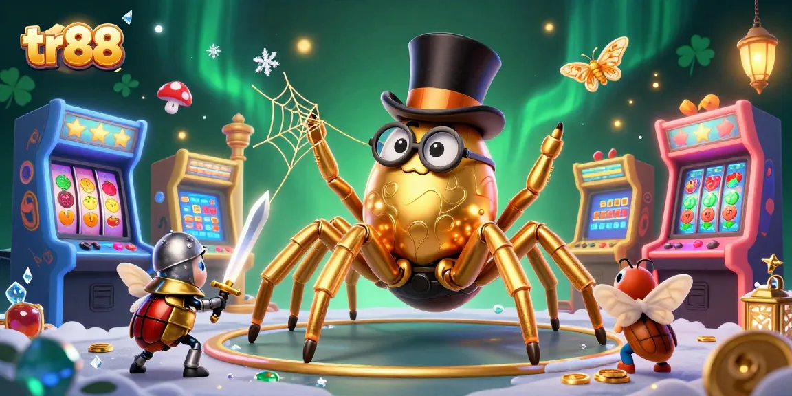 Spin the reels in style with tr88's vibrant casino adventure featuring unique characters and arcade elements.
