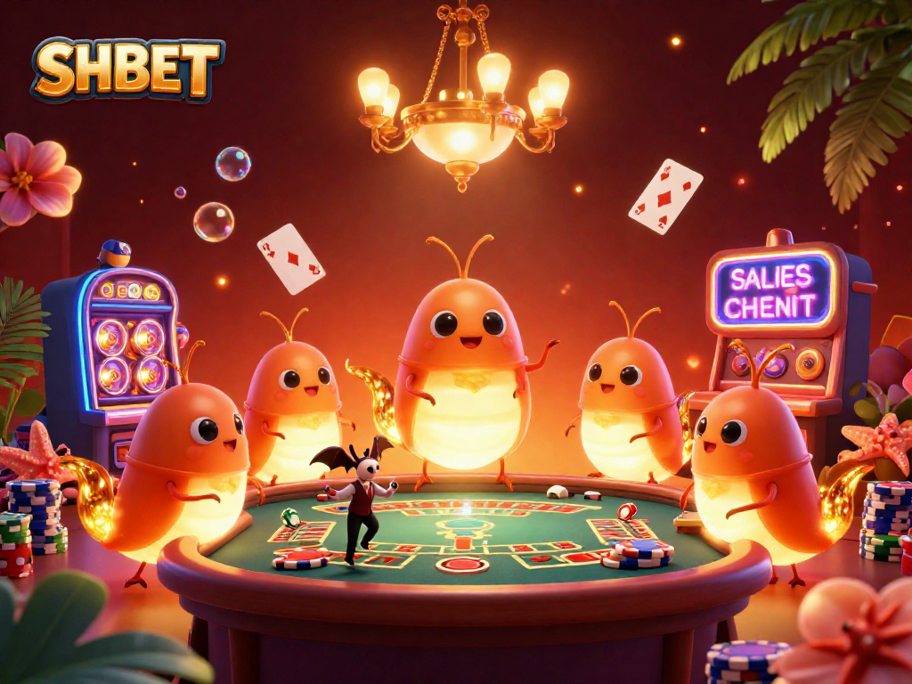 Experience vibrant gameplay at SHBET with glowworms illuminating a live casino scene.