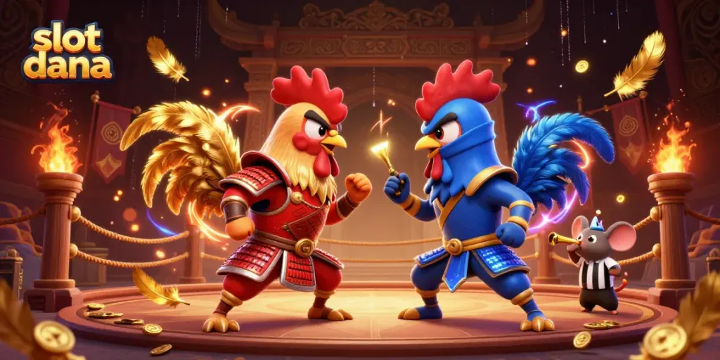 Slot dana melibatkan ayam petarung dalam pertempuran dramatis di arena taruhan.