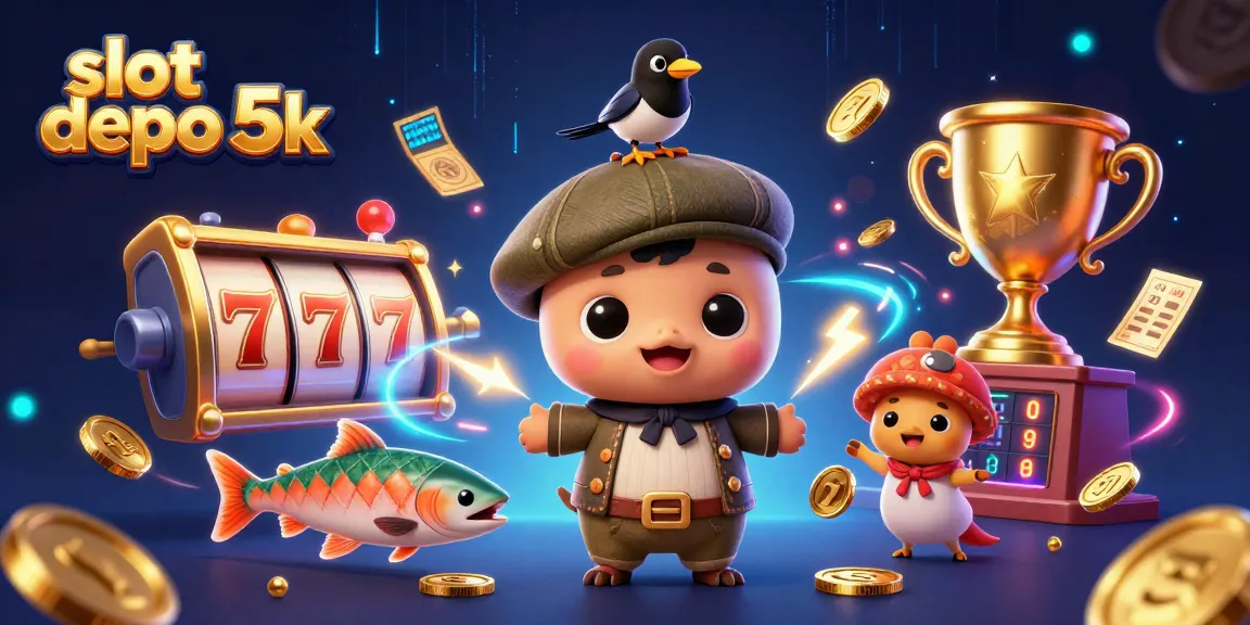 Experience thrilling action with slot depo 5k, featuring dynamic characters and game elements in an exciting casino scene.