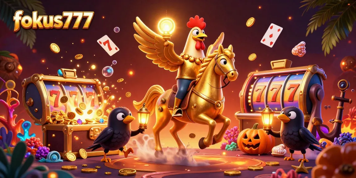 Experience the excitement of fokus777 with a vibrant casino scene featuring unique 3D characters and dynamic gaming elements.