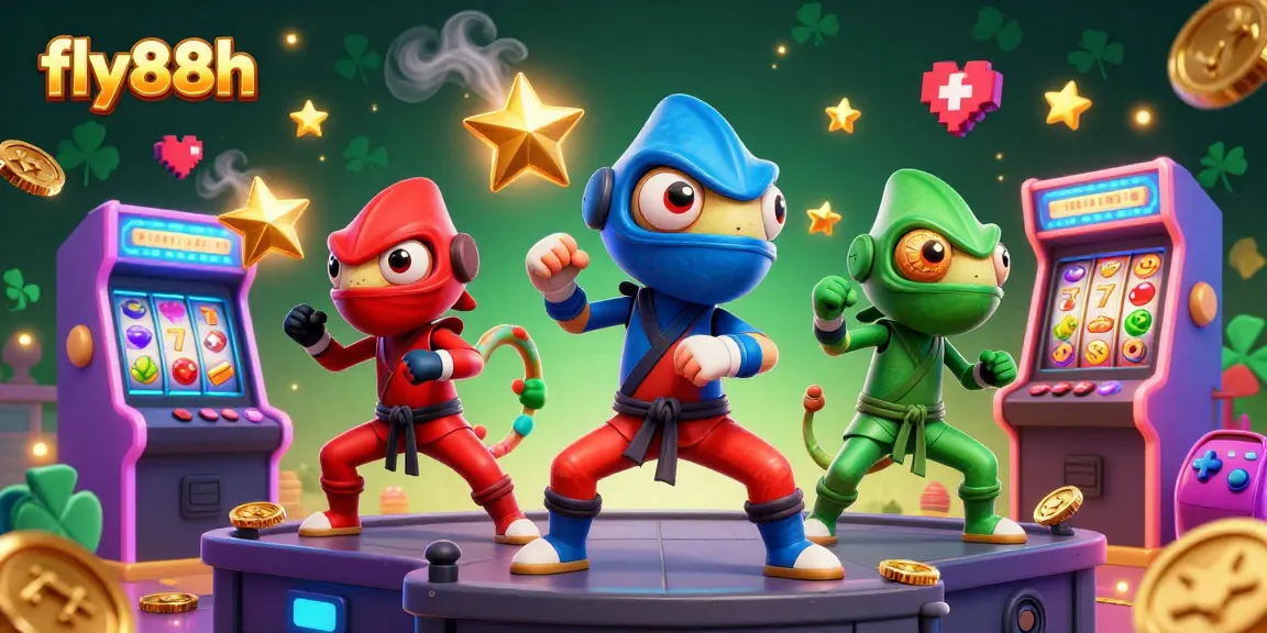 Engage with fly88h's thrilling slots by a vibrant ninja chameleon team in action
