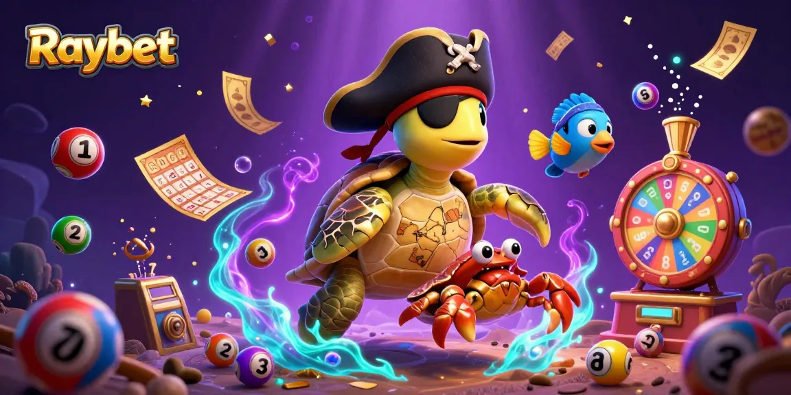 Experience thrilling games at Raybet with a vibrant 3D casino scene filled with lottery elements and rich treasures.
