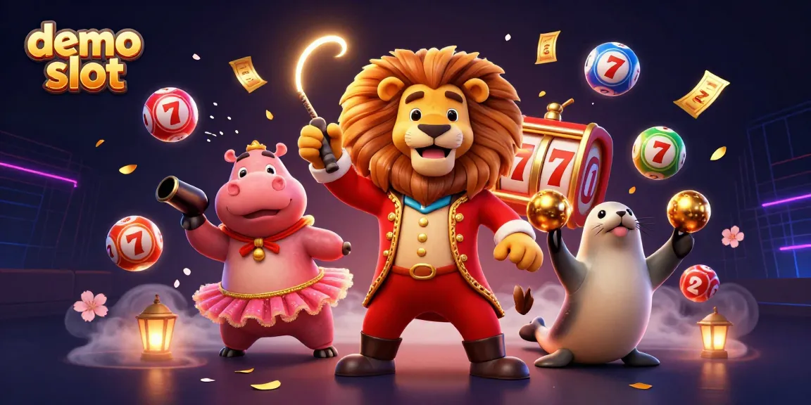 Engage in demo slot gaming with vibrant characters and exciting game elements in a captivating carnival scene.