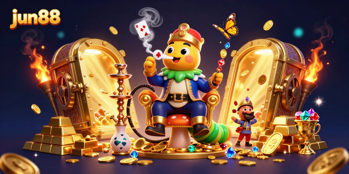 Win big at jun88 with a vibrant 3D casino scene showcasing excitement and treasure.