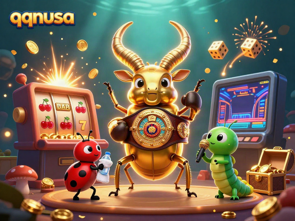 Experience the excitement of qqnusa with vibrant 3D characters in a dynamic casino scene full of action.