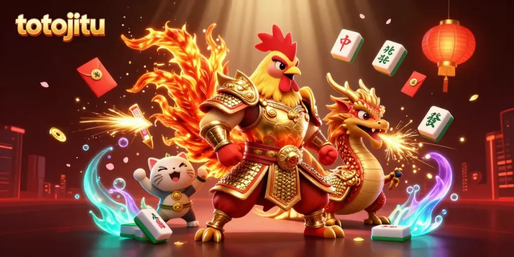 Experience the vibrant world of totojitu with engaging characters and festive casino elements.