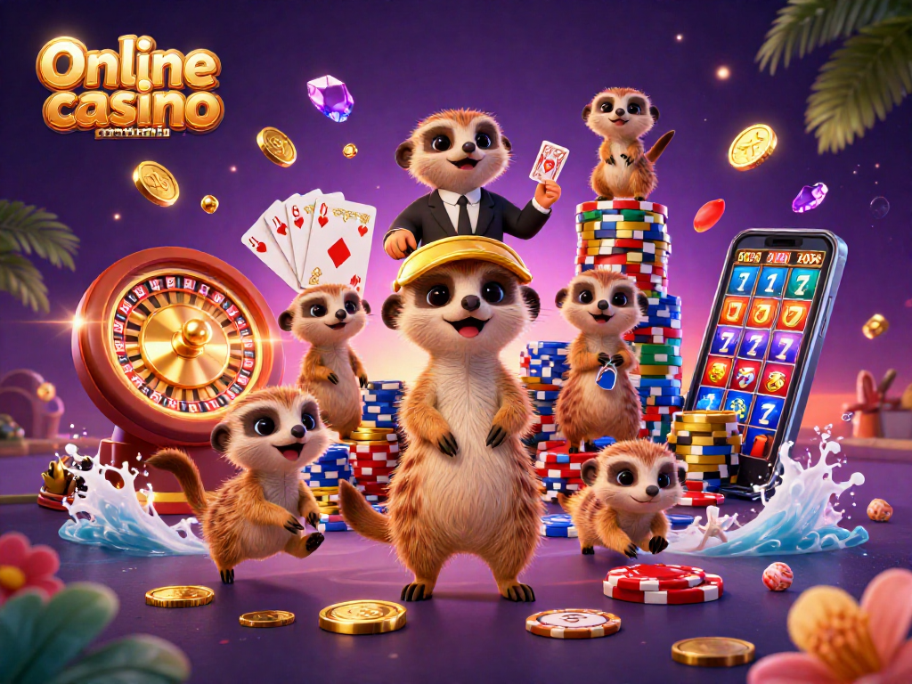 Engage in Online casino cambodia with lively meerkats operating a vibrant casino.
