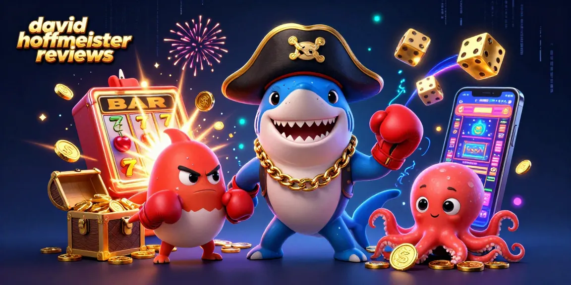 Experience david hoffmeister reviews with vibrant, engaging casino-themed 3D illustration showcasing a shark, pufferfish, and octopus