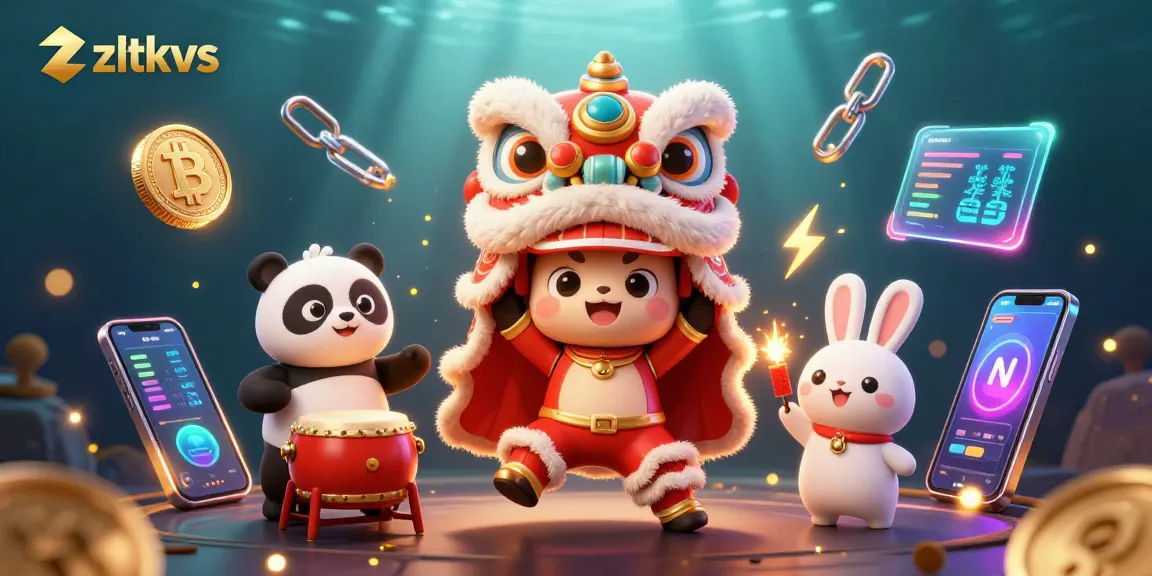 Engage in vibrant gameplay with zltkvs, featuring a lion dance scene and dynamic crypto elements.