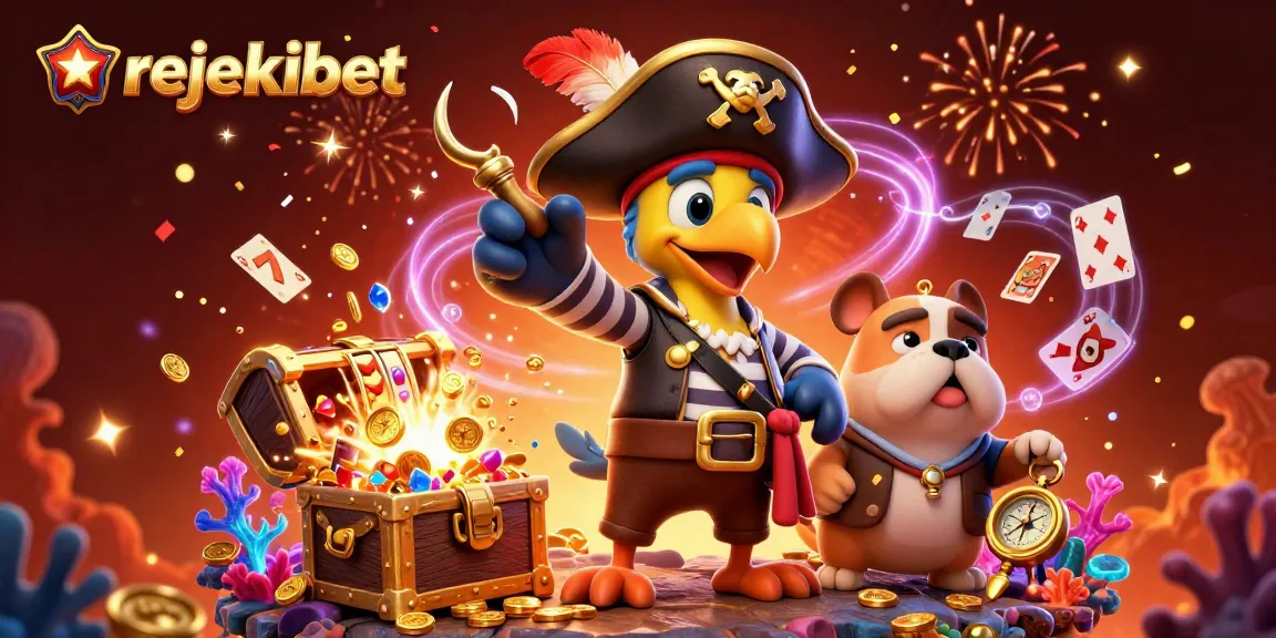 Spin and win at rejekibet, showcasing a vibrant scene with slot reels, gold coins, and colorful celebration elements.