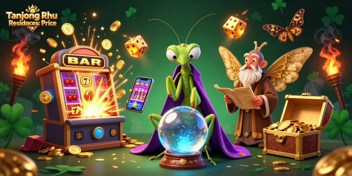 Permainan Tanjong Rhu Residences Price menampilkan mantis peramal dan kupu-kupu tua dalam jackpot slot uang.