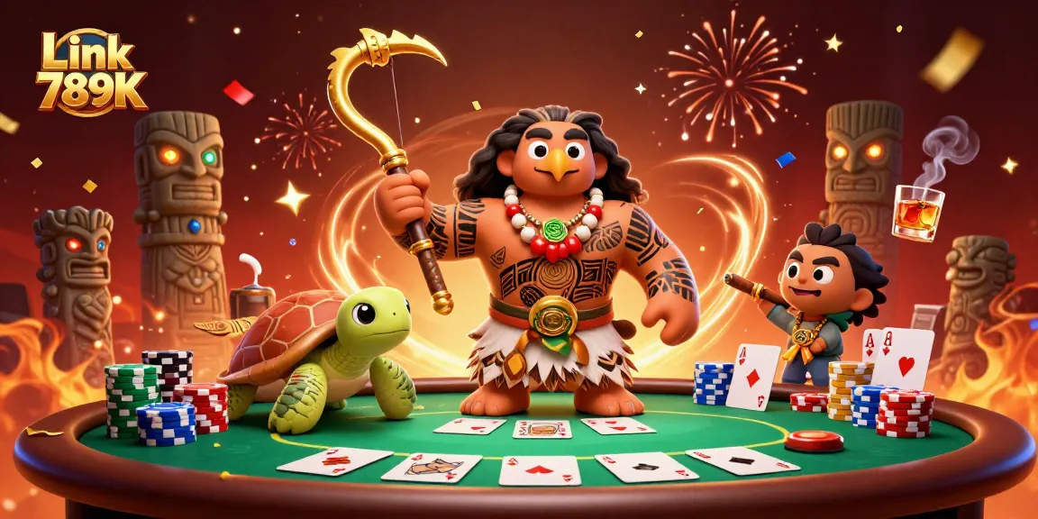 Experience the excitement of gambling with Link 789K in a vibrant, action-packed casino scene.