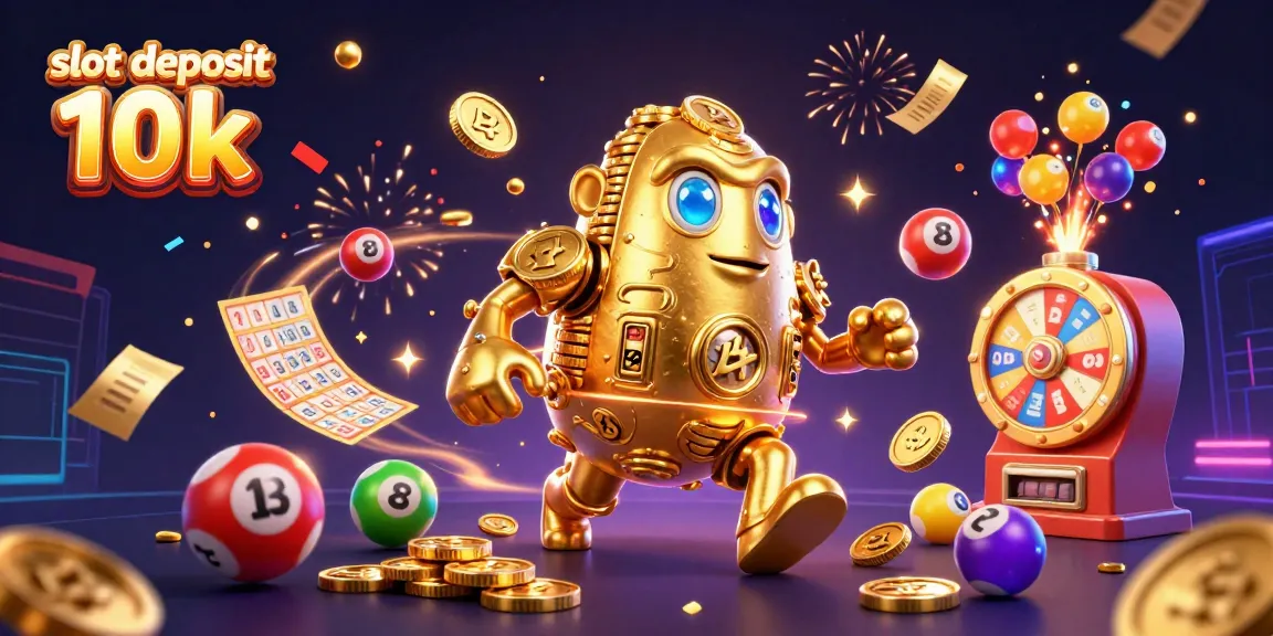 Experience winning thrills with slot deposit 10k in this vibrant 3D casino illustration.