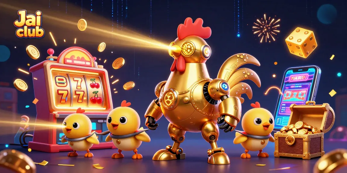 Engage with Jai club's thrilling jackpot experience featuring a golden robot and dynamic gaming elements.