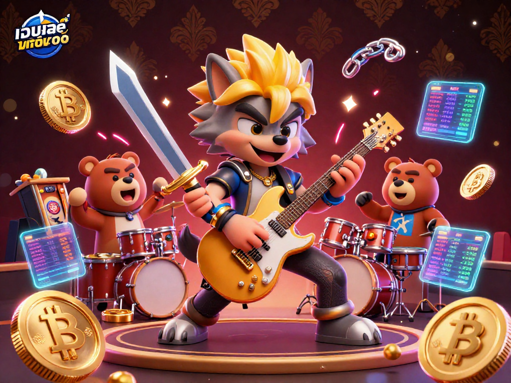 Experience เว็บสล็อต แท้ 100 เปอร์เซ็นต์ with cartoon characters embodying casino excitement and vibrant gaming elements.